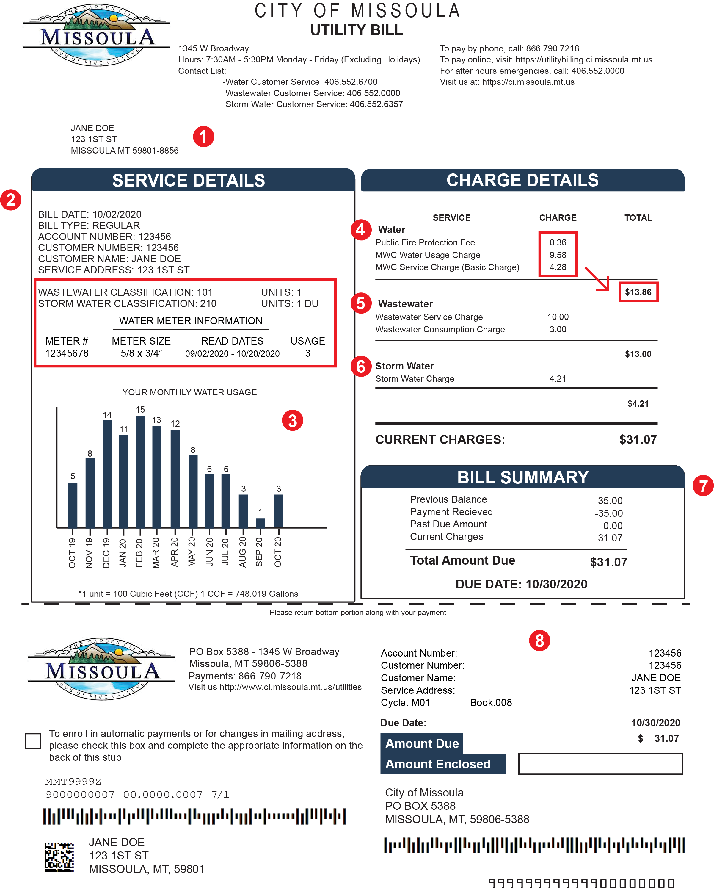 City of Missoula Utilities How to Read Your Bill